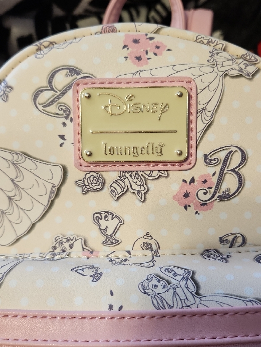 Loungefly Cream and Pink Belle Mini Backpack - Picture 3 of 4